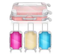 TOYANDONA 4pcs Mini Luggage Shaped False Eyelashes Case Made of Sturdy Abs with Plastic Cover, Stylish Travel Makeup Organizer for Women to Protect and Store Cosmetics