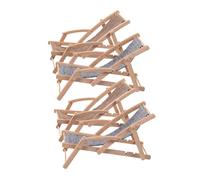 TOYANDONA 4pcs Mini Wooden Beach Chair Model Miniature Folding Deck Chair for Dollhouse Coastal Decor Durable for Photography Props and Craft Projects
