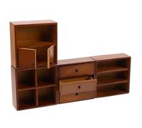 TOYANDONA 4pcs Miniature Dollhouse Furniture Realistic Tiny Bookshelf Cabinet for DIY Crafts Fairy Garden Decor Walnut Finish Durable Interactive Design