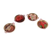 TOYANDONA 4pcs Miniature Resin Hot Pot Play Food Realistic Dollhouse Kitchen Accessories for Pretend Play DIY Scene Decorations for Chinese Hot Pot and Craft Models