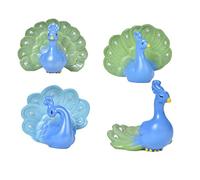 TOYANDONA 4pcs Miniature Resin Peacocks Figurines Lifelike Bright Colored Micro Landscape Ornaments for Mini Garden Bonsai Decor Fairy World Decorative Accessories