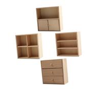 TOYANDONA 4pcs Miniature Wooden Cabinet Set DIY Furniture for Dollhouse Realistic Kitchen Accessories Versatile Decor for Tiny Homes and Model Displays