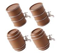 TOYANDONA 4pcs Miniature Wooden Wine Barrel Figurines for Fairy Garden Micro Landscape Decoration Mini House Drink Accessories for Home Display and Photography Prop