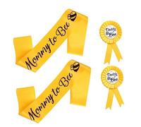 TOYANDONA 4pcs Mommy Baby Shower Decoration Mom Sash Daddy Pin Badge Corsage for to wear Baby Sprinkle Gender Reveal Party