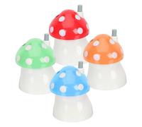 TOYANDONA 4Pcs Mushroom Design Press-type Toothpick Holders Compact Storage Cases for Home Office Restaurant Use Creative Portable Toothpick Dispensers Idea Random Color