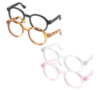 TOYANDONA 4pcs Pet Cat and Small Dog Glasses Set with Plastic Frames in Black, Pink, and Leopard Print - Decorative Sunglasses for Pets, Cosplay and Party Photo Props