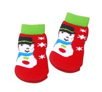TOYANDONA 4pcs PET Christmas Socks with Anti Slip Sole Size Xl Cotton Red | Puppy and PET Use, Keeps Paws Clean and Helps against Snow, One Pair