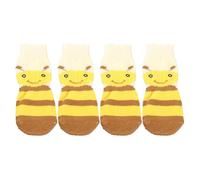 TOYANDONA 4pcs Pet Warm Knitted Socks with Anti-slip Padded Heels, Cotton Material for Small Pets, Protective and Fashionable Socks for Winter and Party Use, Size 3xl, Yellow
