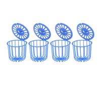 TOYANDONA 4pcs Plastic Bird Food Basket for Parrots and Small Birds, Blue Fruit and Vegetable Storage Holder, Prevents Food from Getting Dirty and Decreases Noise, for Birdcage Feeding