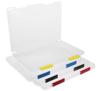 TOYANDONA 4pcs Plastic File Storage Boxes with Snap-tight Buckle, Stackable Document and Recipe Organizers for Office and Bookshelf, A4 Size 31x23x2cm Random Color