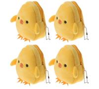 TOYANDONA 4PCS Plush Yellow Chicken Coin Purse Set, Easter Chick Shape Change Pouch, Soft Small Money Bag for Travel and Random Color Random Color