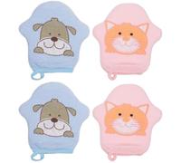 TOYANDONA 4pcs Printed Bath Mitt Washcloths Scrubber Cartoon Towels for Boy Girl Shower Body Scrubbing Towel for Newborn and Daily Bath Use