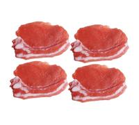 TOYANDONA 4Pcs Realistic Pork Slice Ornament Lifelike Artificial Pork Decor Resin Model for Home Supermarket Art Training Kindergarten Display