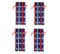 TOYANDONA 4pcs Red Flannel Wine Bottle Bags with Drawstring for Dinner Table Decoration, Unique Patriotic United States Independence Day Wine Bag Covers