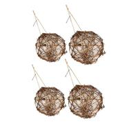 TOYANDONA 4pcs Refillable Globe Bird Nesting Balls with Prefilled Materials for Hummingbirds Parrots and Finches Ready to Hang Nature Inspired Garden Decor Supporting Bird Reproduction