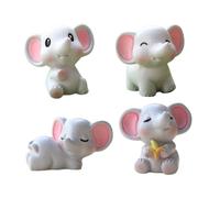 TOYANDONA 4pcs Resin Elephant Figurines Animal Statues with Pink Ears for Indoor Garden Patio Decor Unique Cozy Atmosphere