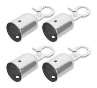TOYANDONA 4pcs Rope End Stoppers Cord End Caps with Hook in Silver Aluminium Alloy Easy Installation Effective Protection and Crowd Control Barriers