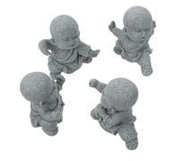 TOYANDONA 4pcs Sandstone Buddha Statues Zen Monk Sculptures for Meditation Accessories Home Decor Feng Shui Ornament for Wealth Luck Spiritual Inspiration