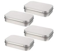 TOYANDONA 4pcs Silver Flip-Top Tin Containers Lids Small Storage Boxes for USB Flash Drives and Accessories Organizer for Desk and Travel