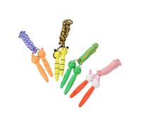 TOYANDONA 4pcs Skipping Rope Wooden Cartoon Animal Handles Lightweight Jump Rope for Students Exercise Training Gift Bee Brown Bear White Rabbit Frog