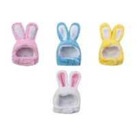 TOYANDONA 4pcs Small Pet Rabbit Hat Set for Cats and Small to Medium Dogs, Cute Bunny Headwear in White Yellow Blue Pink, Pet Dress-up Costume Accessories for Party and Cosplay