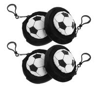 TOYANDONA 4pcs Sporty Plush Coin Purse Round Spherical Shape and Buckle, Compact and Portable Black Money Pouch for Travel the Go, Gentle Protection Earbuds Storage Bag