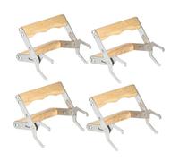TOYANDONA 4pcs Stainless Hive Frame Lifter with Wooden Handles Beekeeper Tool for Gentle Frame Handling and Effortless Hive Management