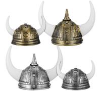 TOYANDONA 4pcs Viking Helmet for Adult kid - Costume Hat, Plastic Norse Hat Medieval Viking Costume for Play Halloween Cosplay