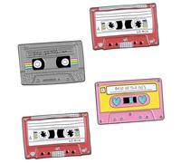 TOYANDONA 4pcs Vintage Cassette Tape Brooch Pin Cartoon Retro Lapel Badges for Men Women Holiday Party Decoration