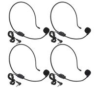 TOYANDONA 4pcs Wired Headset with Microphone for Singing Teaching and Public Speaking, Black Headworn Condenser Mic with Speaker, Wired Open Ear Headphones for Classroom and Conference Use