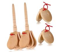 TOYANDONA 4pcs Wooden Castanets Natural Wood Rhythm Instruments for Music Education Coordination Improvement and Classroom Use for Family and Friends