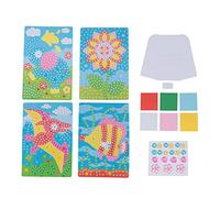 TOYANDONA 4set DIY Mosaic Sticker Art for Boys and Girls Handmade Educational Craft Supplies Safe Small Fish Elephant Pterosaur Sunflower