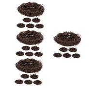 TOYANDONA 4sets Rattan Woven Bird Nests for Outdoor Decoration Realistic Parakeet Nesting for Gardens Yards and Easter Bird Nest Ornaments 6pcs*4