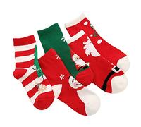TOYANDONA 5 Pairs Kids Christmas Socks Boys Girls Toddler Baby Cotton Socks Holiday Warm Winter for 6-8 Years Old L