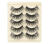TOYANDONA 5 Pairs Latin Dance False with Rhinestones, Black and Blue Mermaid Style, Dramatic Voluminous Fake for Stage Makeup, Eye- Curling Strip for Women