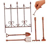TOYANDONA 5 Pcs Miniature Garden Tools Set Rake Spade Mini Fence for Doll House Landscape Decor Vivid Garden Ornament for Miniature Gardening and Landscaping