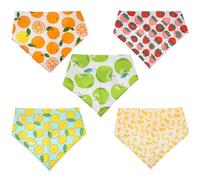 TOYANDONA 5 Pcs Pet Scarf for Dogs and Cats, Polyester Dog Saliva Towels Fruit Pattern, Easy to Shape Diverse Styles, Adjustable Size, for Parties