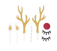 TOYANDONA 5 Sets Christmas Cake Toppers Xmas Reindeer Cupcake Toppers Christmas Cake Decorations Holiday Party Supplies
