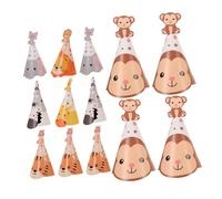 TOYANDONA 5 Sets Jungle Animal Birthday Hats for Lightweight Paper Party Crowns with Lion Tiger Elephant Designs Vibrant Cartoon Cone Hats for Themed Birthday Celebrations and Decorations
