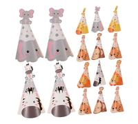 TOYANDONA 5 Sets Jungle Animal Birthday Hats Paper Cone Party Crowns with Cartoon Animal Prints for Boys and Lightweight Comfortable Birthday Hat Props for Zoo and Theme Celebrations