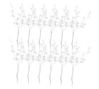 TOYANDONA 50 Stems Artificial Flower Stems with Crystal Acrylic Beads Drop for DIY Bridal Pearl Bouquets Garlands Wedding Party Christmas Tree Decorations 16cm (White)