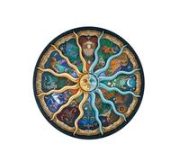 TOYANDONA 500 Pieces Colorful Round Zodiac Puzzle Educational Jigsaw for Adults and Precise Cutting and Accurate Color for Fun Assembly and