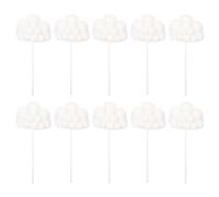 TOYANDONA 50Pcs Cloud Cake Toppers Set - Plush Yarn Ball 3D Cloud-Shaped Cake Insert Decorations - Shower, Birthday, Wedding Cupcake Picks for Festive Baking