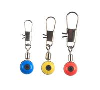 TOYANDONA 50pcs Fishing Line Connectors with Built in Swivels Stainless Steel Space Beans for Rod Pole Guide Repair Twist Bobber Clips in Red Yellow Blue for Freshwater and Saltwater Angling