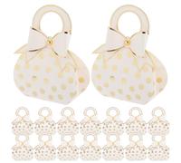 TOYANDONA 50Pcs Handbag Candy Box White Paper Creative Favor Box with Bow Decor for Wedding Birthday Celebration