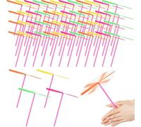 TOYANDONA 50pcs Plastic Flying Dragonfly Hand Rub Plastic Propeller Toys Copter Dragonfly Toy Flying Helicopter Toys