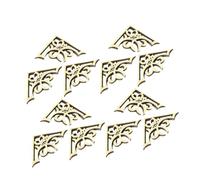 TOYANDONA 50pcs Unfinished Wood Corner Protectors DIY Crafts Sturdy Wooden Photo Frame Ornaments Vintage Decorative Book Edge Covers for Scrapbook Menu File Folder