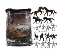 TOYANDONA 52pcs Miniature Medieval Knight and Horse Figurines Realistic Sand Table Soldier Models Tiny People Figures for Indoor Outdoor Decoration and Historical Role-playing