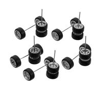 TOYANDONA 5Pair Plastic Car Wheels with Axles Stem Shaft Roll Shaft Replacement for Rc Car Truck Boat Helicopter Model Accessories Rubber Tire Finish for DIY Upgrades and Repairs