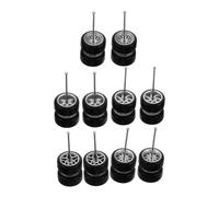 TOYANDONA 5Pair Scale Car Wheels with Plastic Axles Realistic Rubber Tires and Rod Design Rc Wheel Rim for DIY Model Cars Trucks Boats and Helicopters Replacement Parts